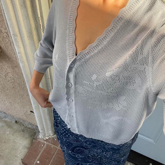 Sweaters - Blue knit cardigan